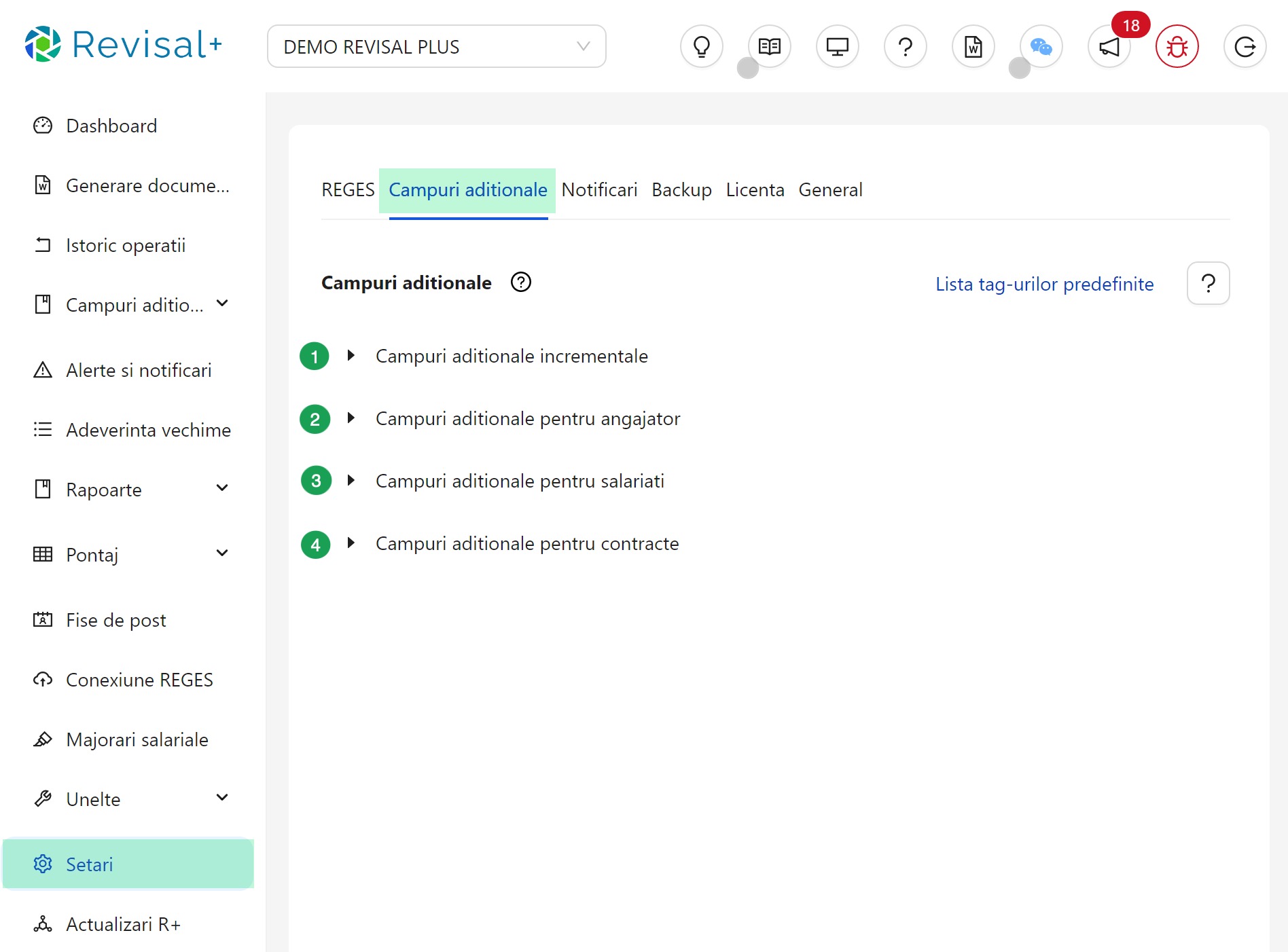 Configurarea campurilor aditionale in Revisal Plus pentru angajatori, salariati si contracte