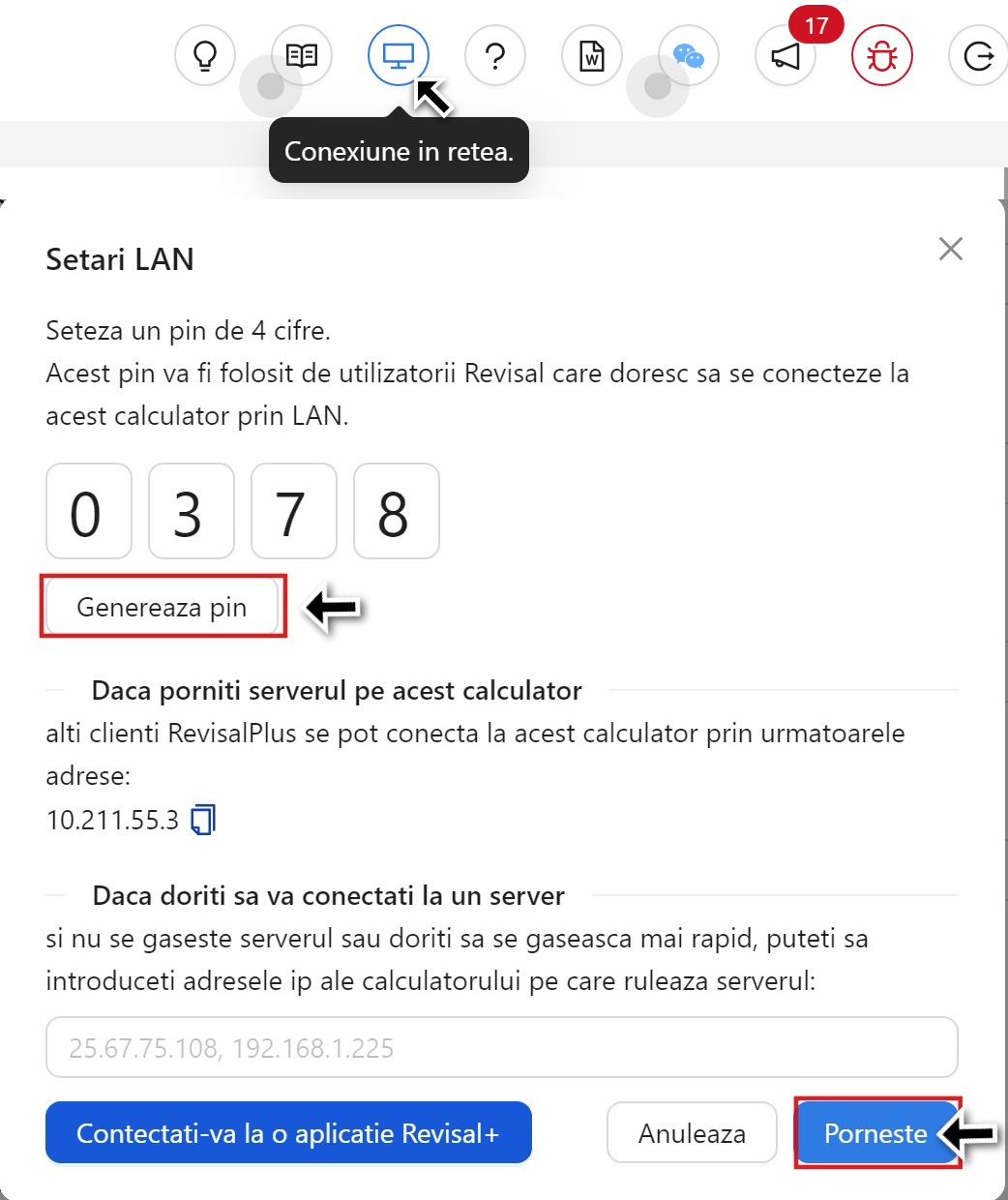 Setarile conexiunii in retea pentru a folosi Revisal Plus pe mai multe calculatoare
